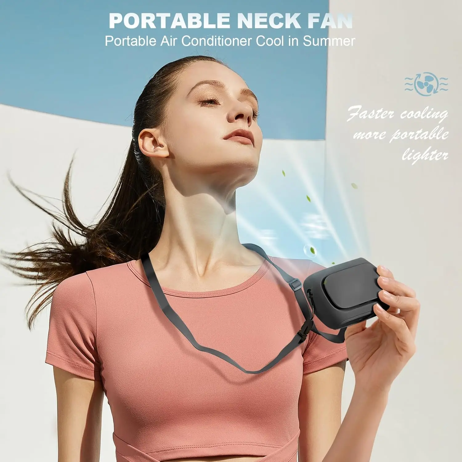 2026 New Upgrade Portable Handheld Fan, Neck Fan, Mini Desktop Fan With Lanyard 4 Speeds, Quiet USB Rechargeable Personal Fans F