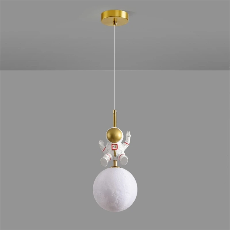 

Modern Resin Pendant Lights LED Astronaut Lights Children's Boy Room Bedside Creative Light Luxury Study Moon Small Chandelier