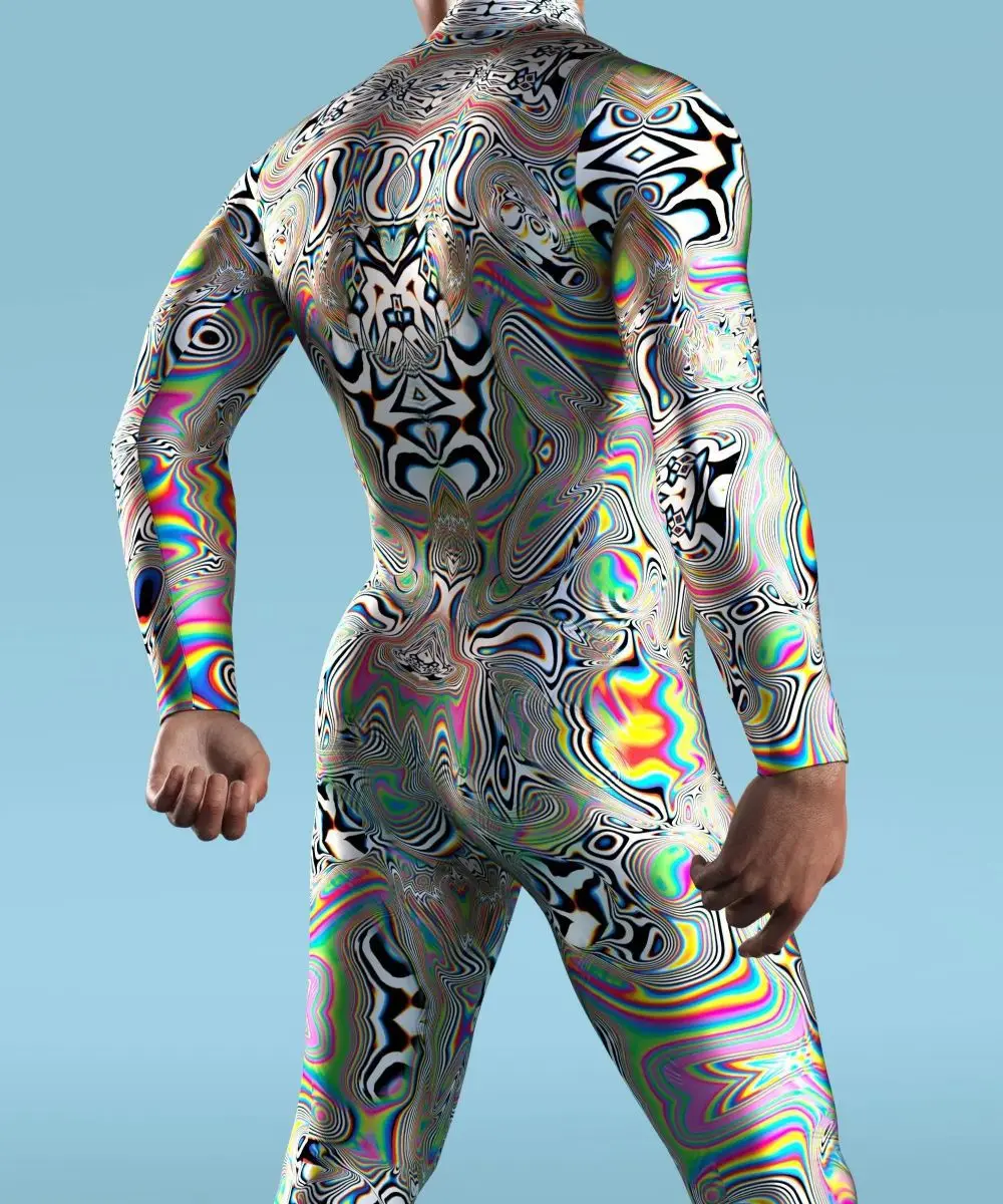 POP Halloween-Skelett-Cosplay-Overall mit Daumen, bunter Kunstdruck, Bodysuit mit Reißverschluss vorne, Catsuit, Themenparty-Outfit, Rave-Outfit – Detail 21
