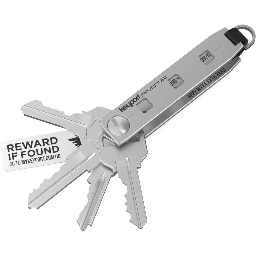

Sleek Modular Key Organizer with Fob Ring and Lost Found Tag Compact Customizable EDC Gift for Men Aluminum Silver