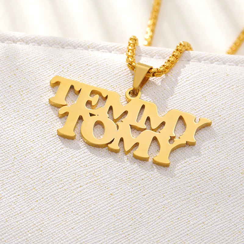 Custom Big Bold Name Necklace Male Jewelry Personalized Stainless Steel Thick Nameplate Pendant Necklace Men Women Boy Gifts