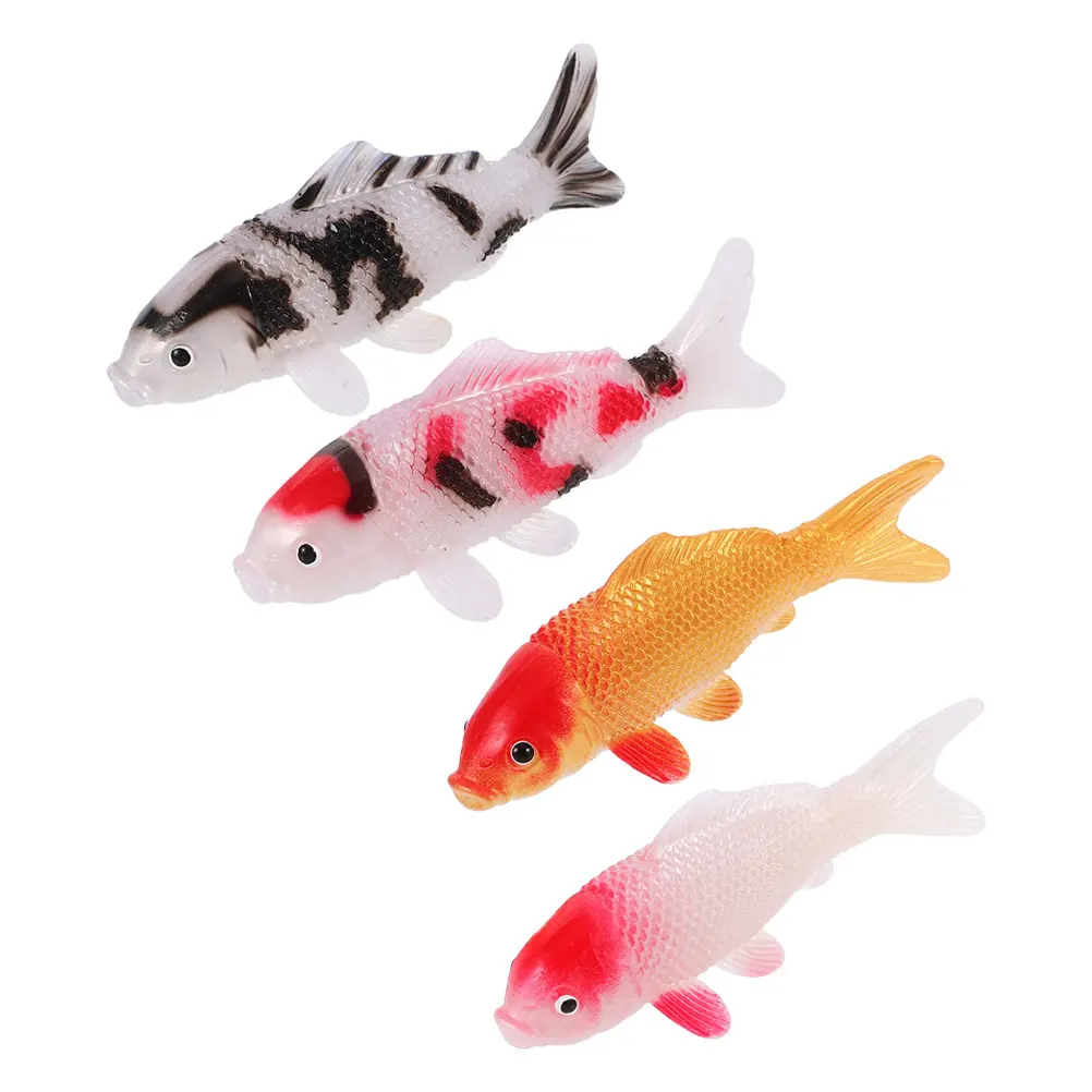 

4 Pcs Simulated Koi Fish Ornaments Gold Fairy Garden Figurines Artificial Model