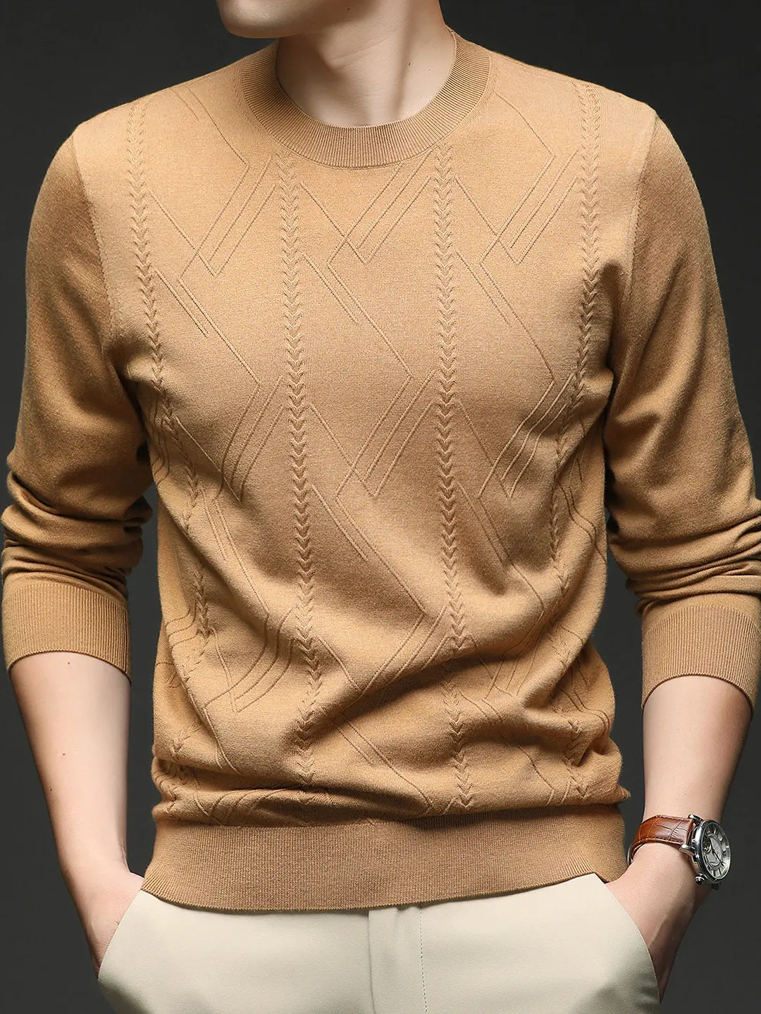 

Новинка 2026: Мужской джемпер с длинным рукавом, весна-осень, модный, с вышивкой, тонкий, приятный к телу, вязаный, повседневный.