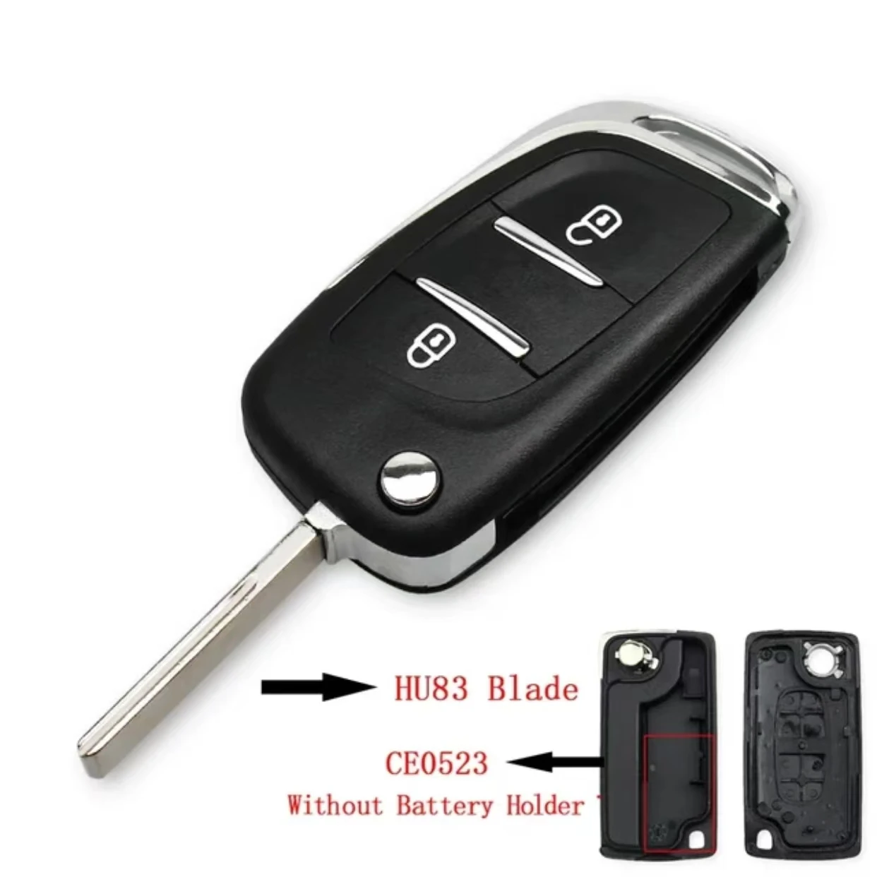 Jingxin Modifizierte Klappbare Fernbedienungs-Schlüsselhülle für Peugeot 207 307 407 408 308 für Citroen C4 C2 HU83/VA2 Klinge 0523/0536 – Detail 5