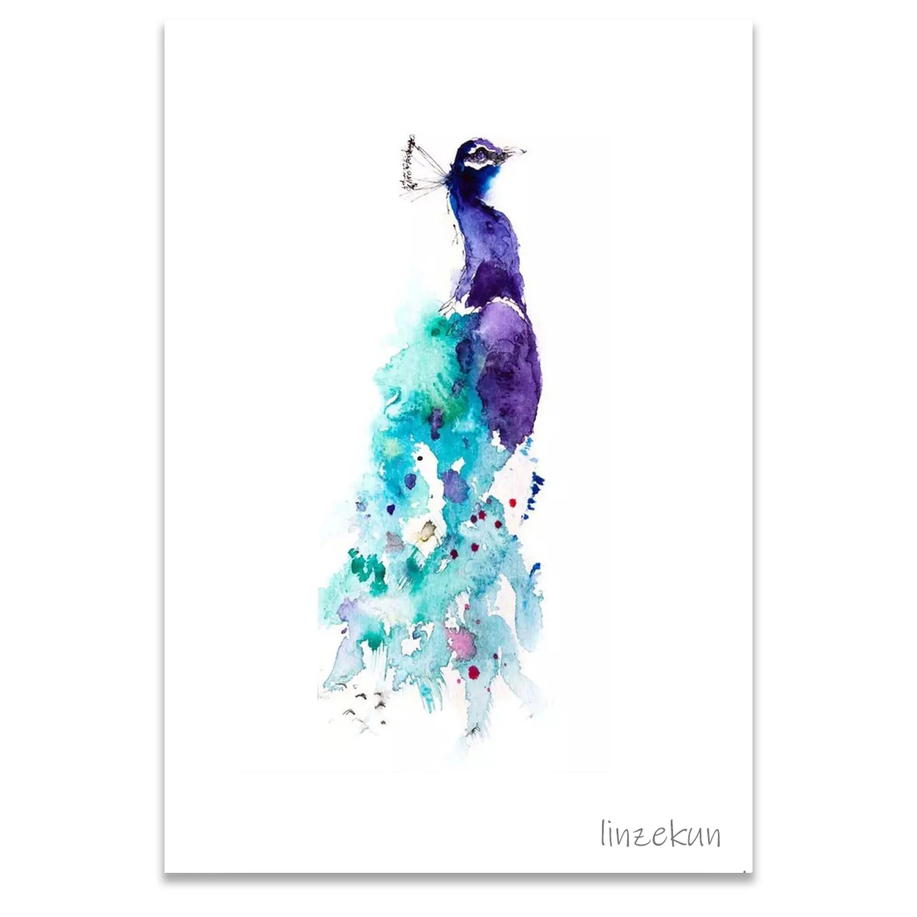 

Modern Animal Decorative Hand Painted Canvas Painting, Abstract Peacock Wall Art