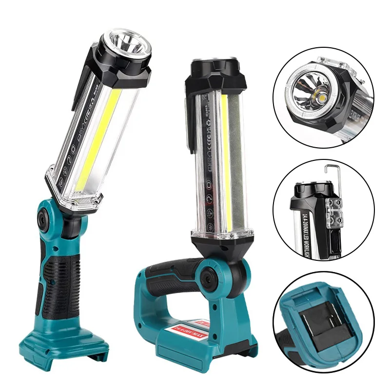 Luz de Trabalho Led para Makita Lanterna ao ar Livre Holofote Portátil Spotlight Ferramenta Lâmpada 18v Li-ion Bateria 2000lm Bl1830 Bl1850