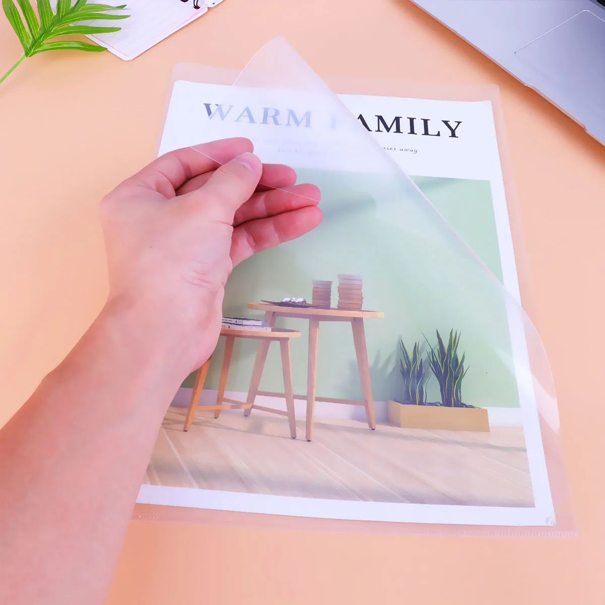 

20pcs L Shape Plastic File For A4 Paper Moisture Tear Resistant Wear Resistant Light Weight Clear Transparent Document