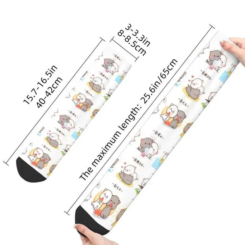 Peach And Goma Collage Men's Crazy Crew Socks Hip Hop Kawaii 3D Print Couple Mochi Cat Dress Socks