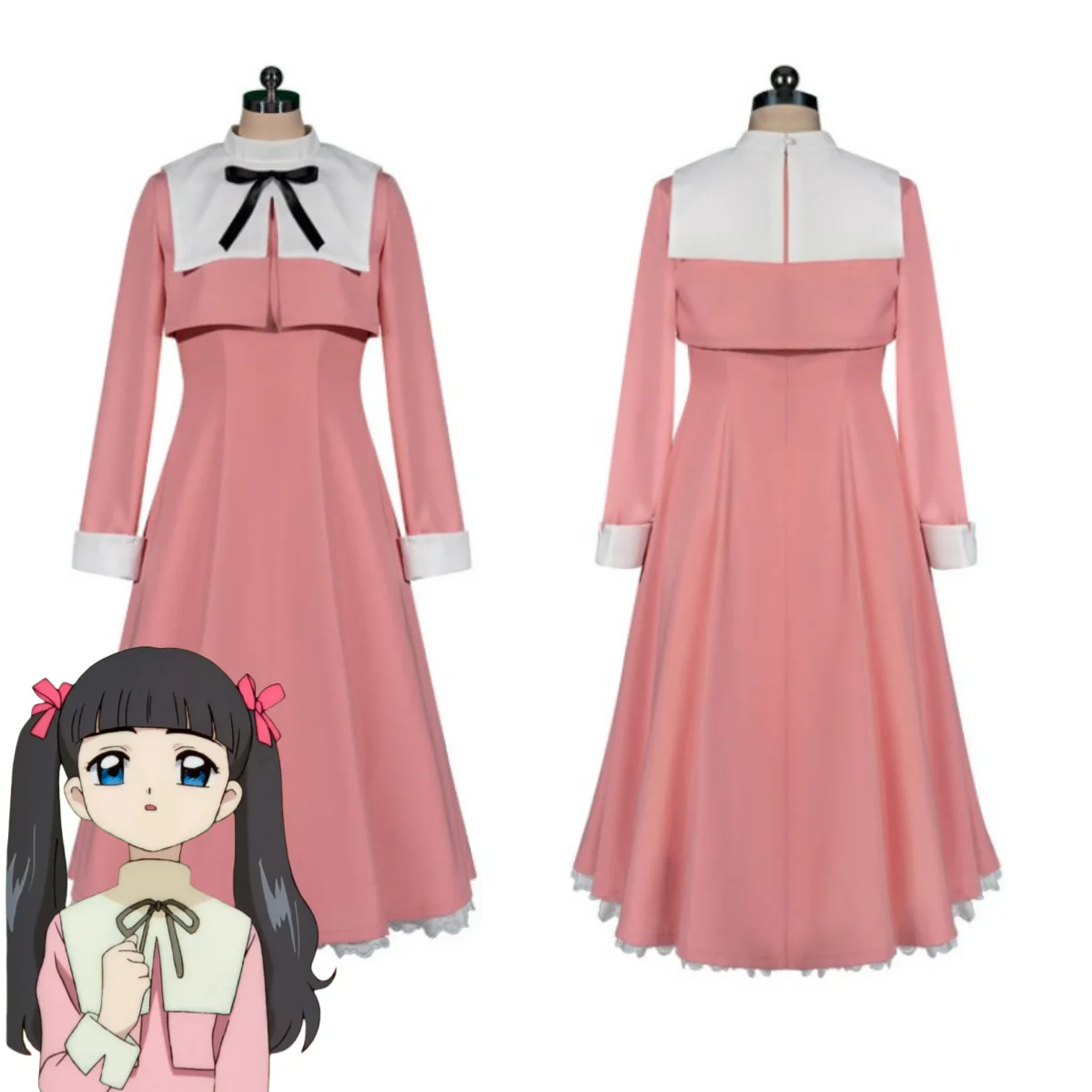 

Anime Cardcaptor Sakura Daidouji Tomoyo Cosplay Costume Pink Long Sleeves Dress Shawl Top Wig Woman Cute Kawaii Suit 2025