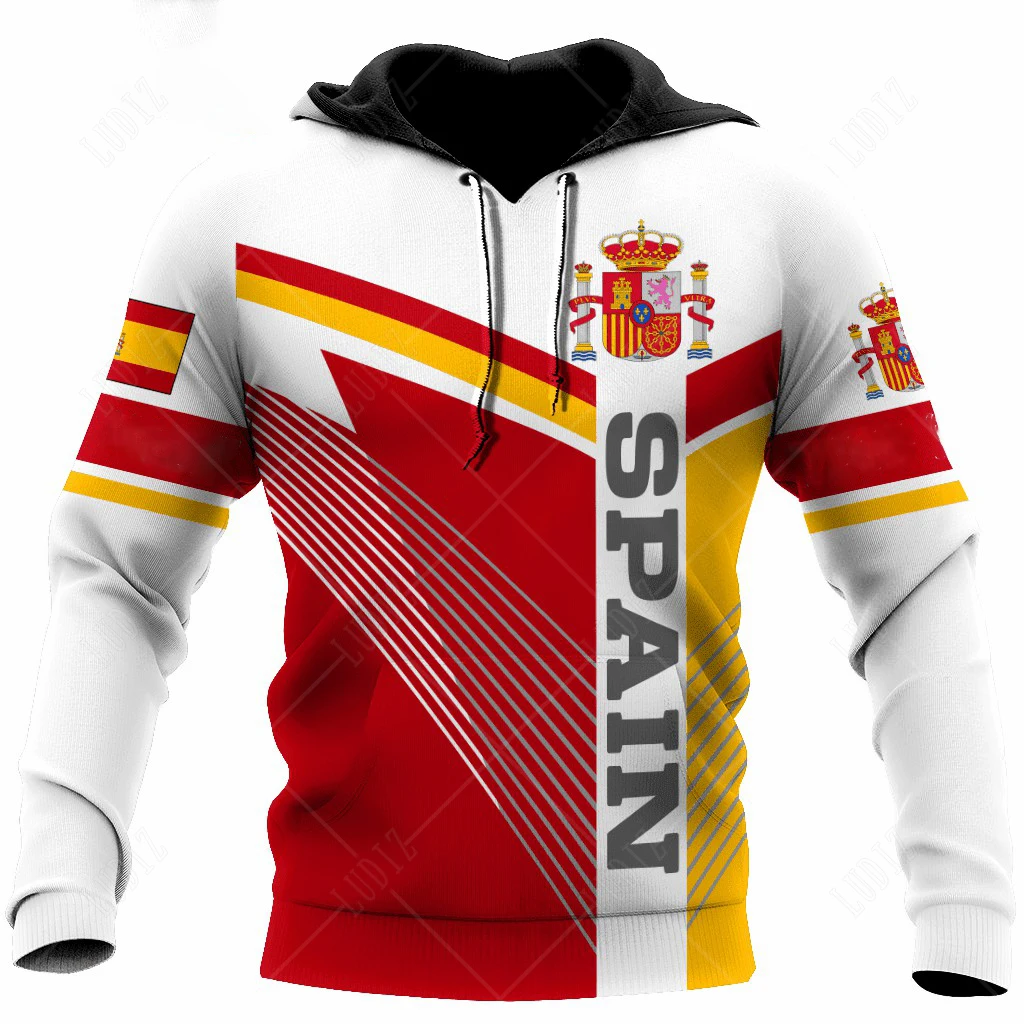 New Spanish Skull Hoodies Men's Hoodie 3D Print Spain Flag Tops Autumn Long Sleeve Streetwear Hooded Hoodie For Men Clothing
