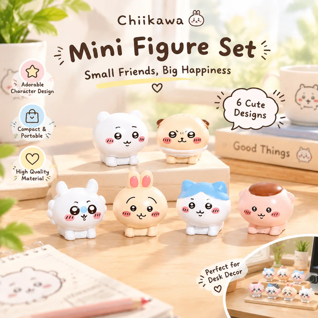 Chiikawa Cute Plush Figure Healing Car Desk Decoration Portable Desktop Display Office Workstation Ornament Collectible Gift