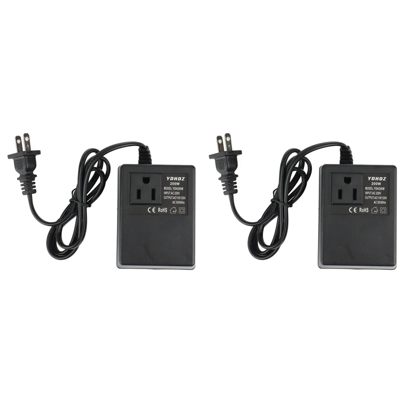 2 PCS 200W Voltage Converter Transformer 220V To 110V Step Down Travel Voltage Transformer Converter US Plug-BAAX