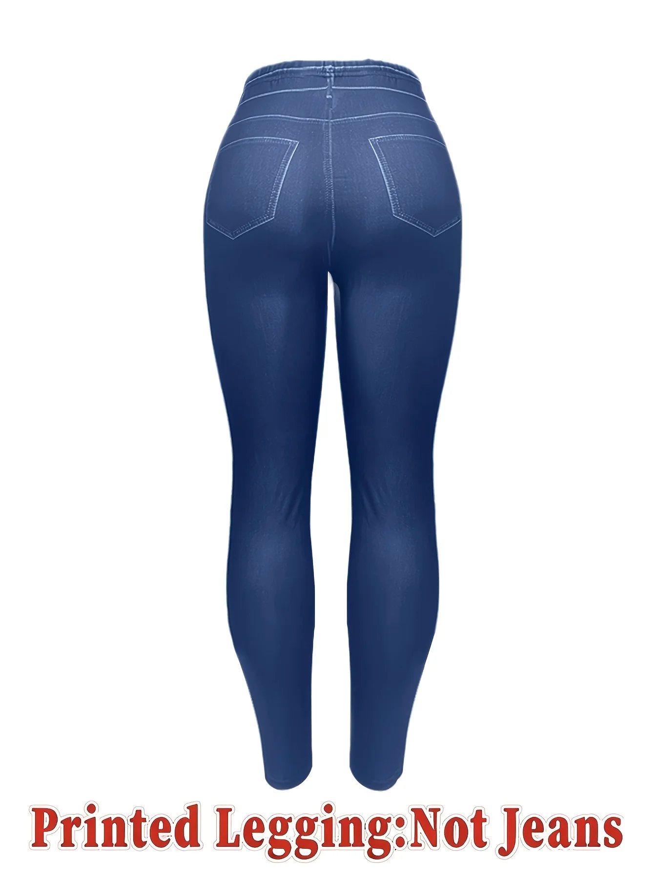 Bedruckte Leggings für Damen, kein Denim-Stoff, Hosen mit aufgesetzter Tasche und Knopfdruck-Design, hochelastisch, modisch, schmal geschnitten, lässig. – Detail 5