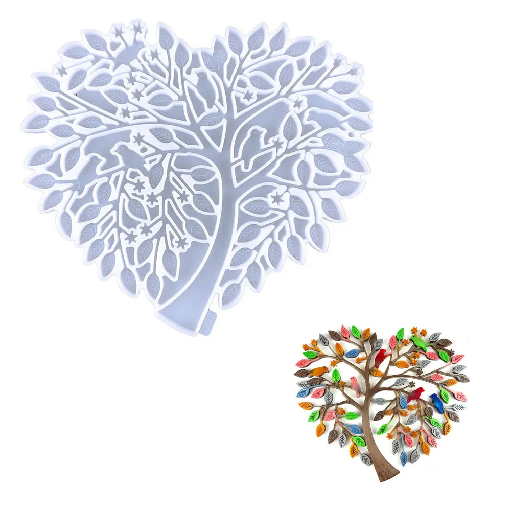 DIY Heart Shaped Tree of Life Silicone Mold Wall Pendant Mould for Crafting And Home Decor