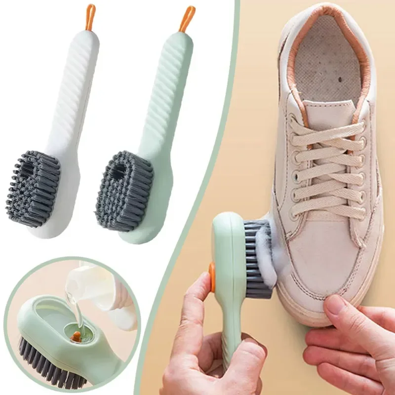 Multifunctional Shoe Brush with Soap Dispenser Liquid Shoe Cleaning Brush Soft Bristle Shoes Laundry Cleaner Brushes