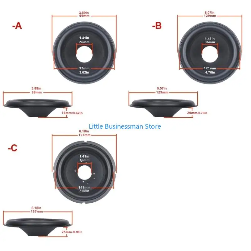 Runde Lautsprechermembran-Reparaturteile mit Staubschutz, Gummisickenkomponenten für Soundtreiber-Restaurierungsarbeiten M76A – Detail 6