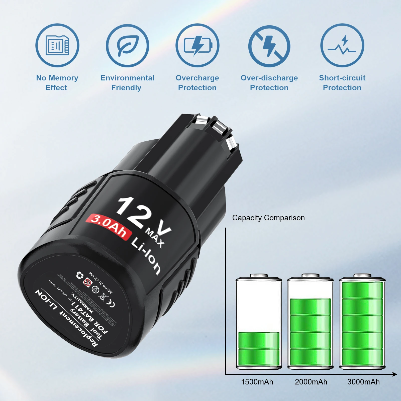Do akumulatora Bosch BAT411 3000mAh 12V Li-ion Zamienny akumulator do elektronarzędzi BAT420 BAT412A BAT413A Akumulator — zdjęcie produktu 3