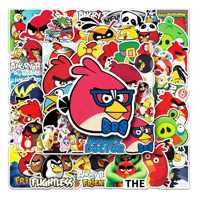 New Angry Birds Cute Children Fashion Personalized Scooter Ledger Waterproof Seamless White Glue Sticker Decoration Wholesale