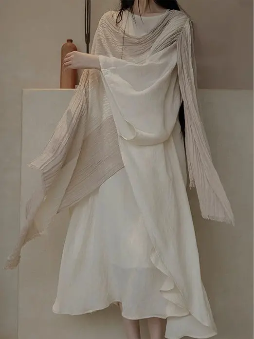 

Летний новый комплект из двух предметов: свободный женский халат большого размера с защитой от солнца и традиционным китайским дзен-дизайном (вегетарианский)