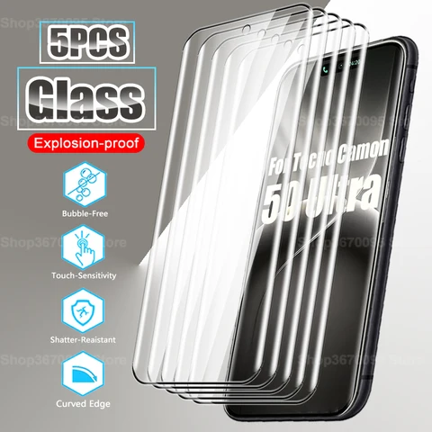 Защитное стекло 9D HD для изогнутого экрана, 5 шт., для Tecno Camon 50 Ultra 5G, 50 Ultra, 50 Pro, Tecno Camon 50 Pro, 50 Pro 4G, 6.78 дюйма