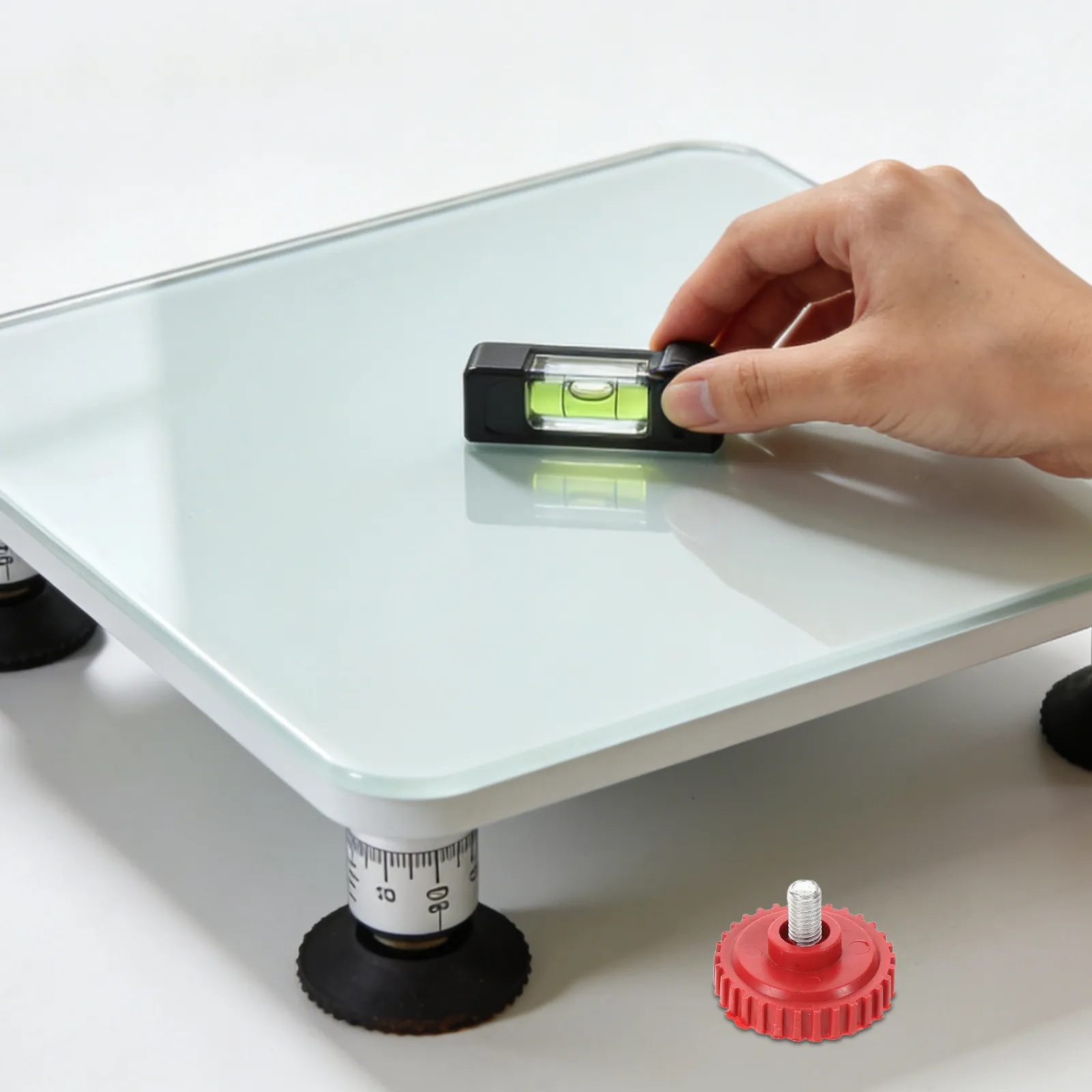 4pcs Electronic Scale Foot Pad Bracket Heavy Duty Adjustable Threaded Leveling Feet Shock Absorbing Anti-Vibration Pads For