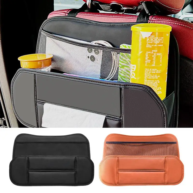 

Автомобильный органайзер на заднем сиденье из искусственной кожи, большой вместительный органайзер на заднее сиденье, универсальный автомобильный ящик для хранения салфеток, держатель на спинку сиденья