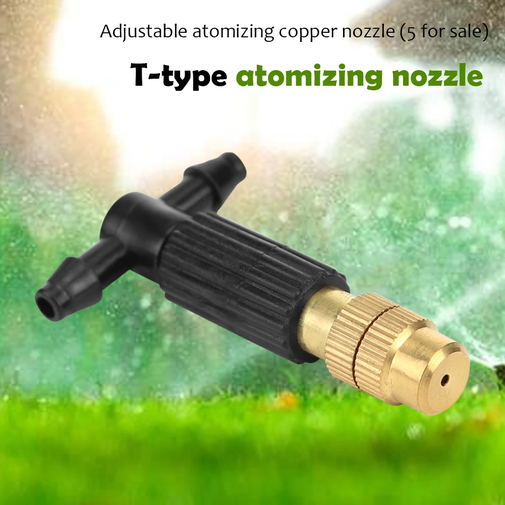 5-50Pcs Micro Drip Irrigation Misting Brass Nozzle Garden Spray Cooling Parts Copper Sprinkler with Thread Barb Tee Connector