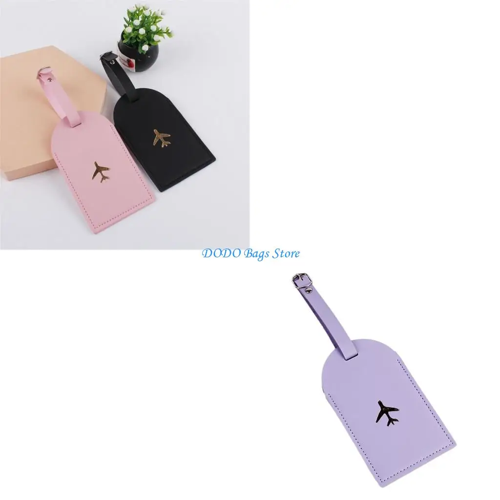 

PU Baggage Backpack Label Suitcase Luggage Label Travel Suitcase Label with Strap Baggage Handbag Identifier Portable