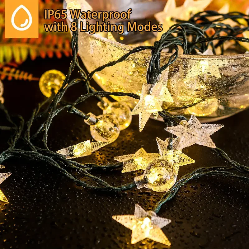 200LED الشمسية غلوب ستار سلسلة أضواء في الهواء الطلق مقاوم للماء الشمسية الفناء الخلفي فناء ضوء حفلة عيد الميلاد الديكور حديقة الحديقة #3