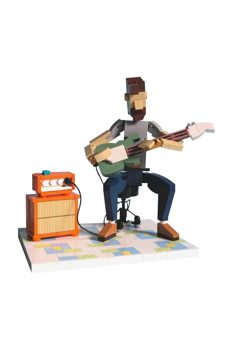 

MOC Jam Session Guitarist Bricks Model Street Band Guitarist Musician Creative Building Blocks Assembly Toys Kids Birthday Gifts