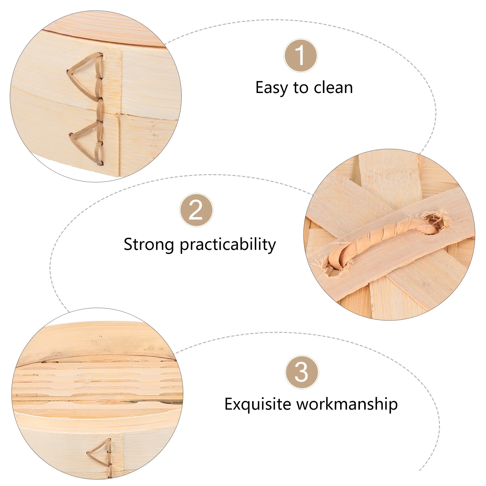 

1 set 1 Set Bamboo Basket Dim Sum Dumpling Reusable Food Kitchen Steamer With Lid For Wok Stockpot Steaming Cookware Bamboo Food