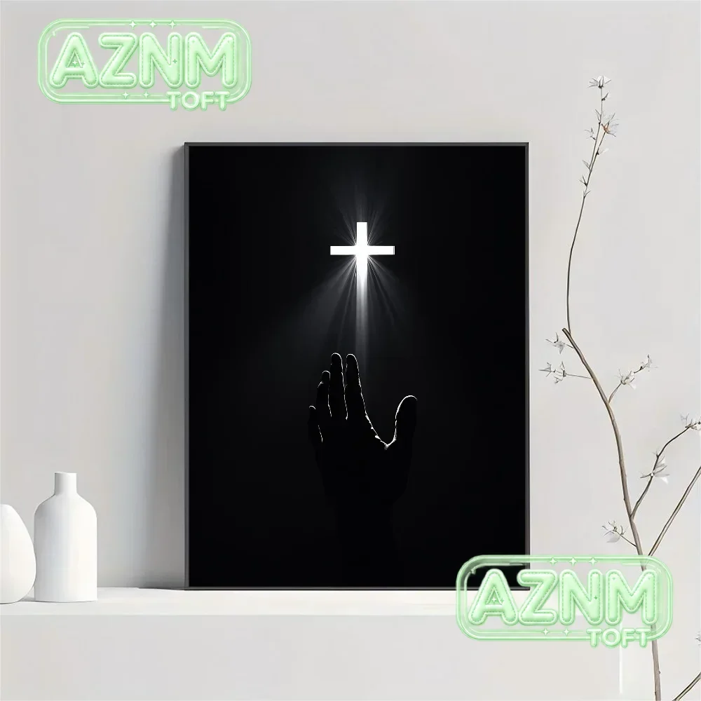 Son of God Jesus Cross Holy Light Wall Art, HD Canvas Print Poster, Suitable for Home, Living Room, Room Decoration