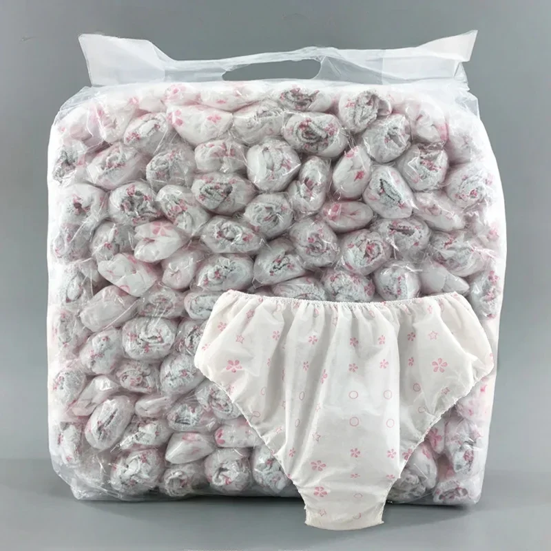 

100 pcs Wholesale Non-woven Women's Underwear Disposable Travel Disposable Individual Packaging Diapers Sauna Club Underwear