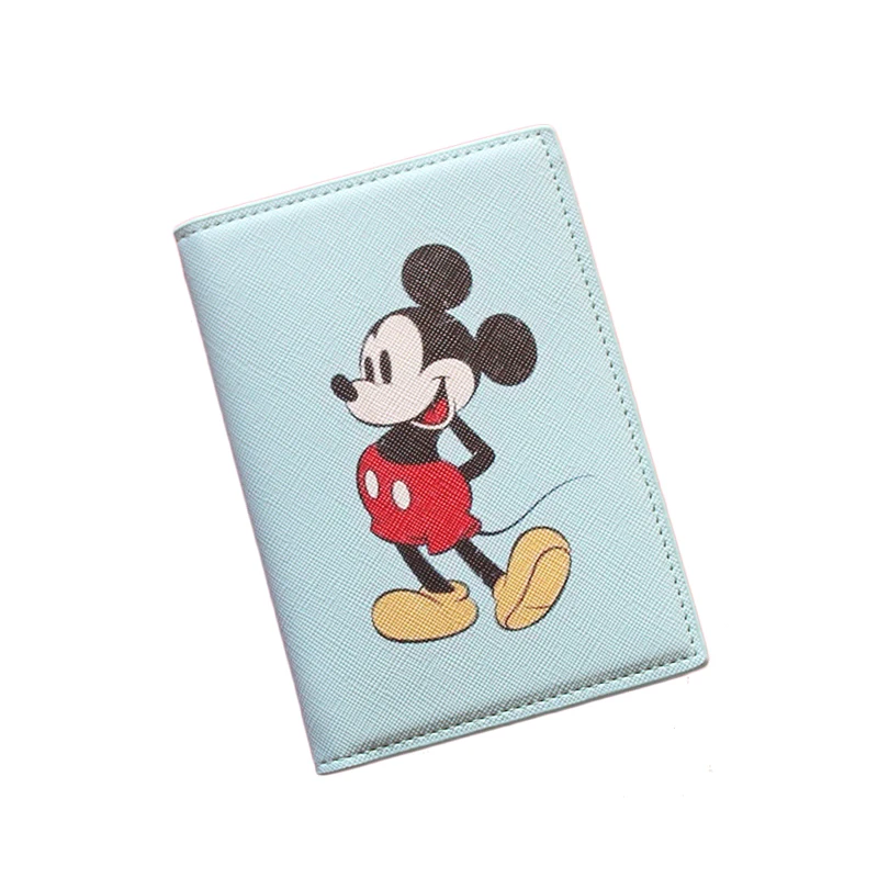 Fundas de pasaporte de Mickey Mouse, accesorios de viaje, cuero PU creativo, bolsa para tarjeta bancaria de identificación, soporte para pasaporte