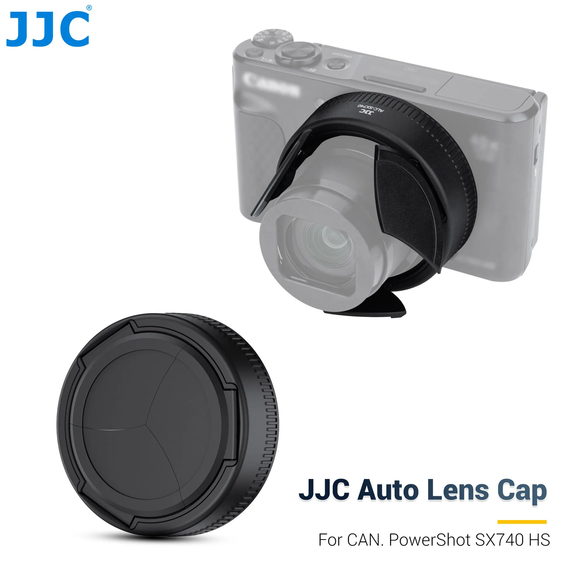 Tapa de lente JJC para Canon PowerShot SX740 HS, cubierta de lente automática, protector de lente para Canon SX740HS, tapa de lente negra
