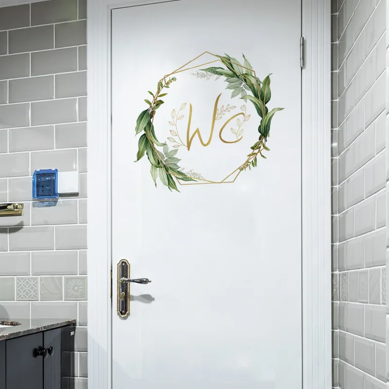 Flowers Men and Women WC Wall Sticker for Bathroom Decoration PVC Home Decals Waterproof Poster Door Stickers Toilet Sign