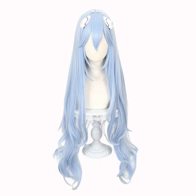 Niebieska Peruka Damska Długie Włosy Evangelion EVA Cosplay Peruka z Włókna Chemicznego Filamentowa Peruka Sceniczna na Festiwal Imprezę Pełna Peruka