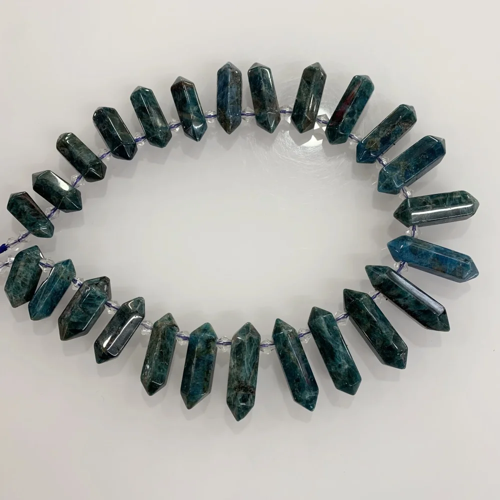 

Natural Apatite 6-12x20-45mm Rose Quartz Faceted Hexagonal Pillar Top of The Hole DIY Charm Pendant Necklace Jewelry Making