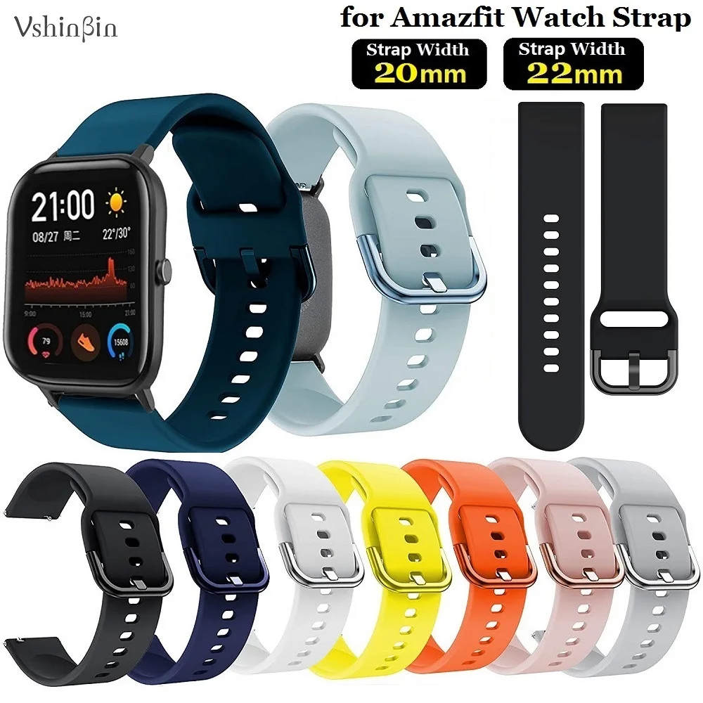 10PCS Smart Wrist Watch Strap for Amazfit GTS3 GTS 2E GTS Bip GTR 3 Pro GTR 2E Silicone Quick Release Watch Band 20mm 22mm