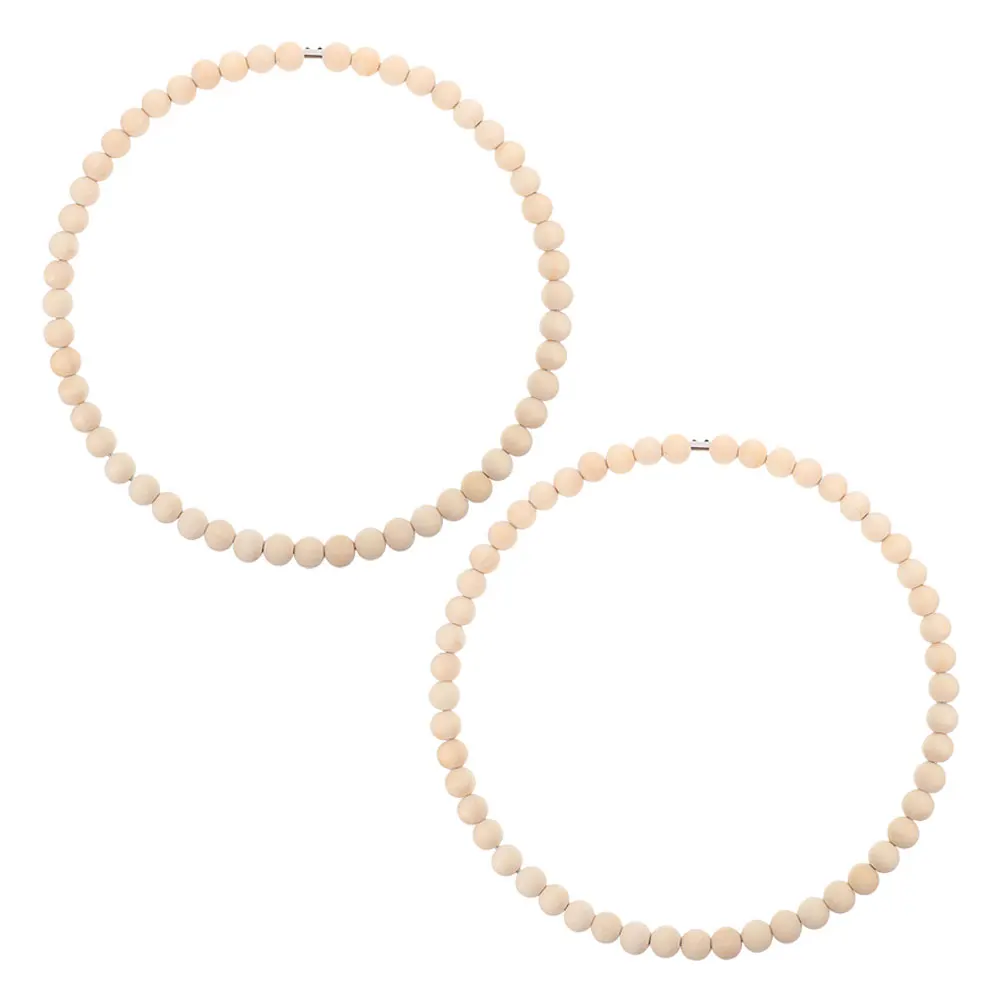 

2pcs Wooden Bead Wreath Diy Kit Stainless Steel Hoop 20Cm Dream Catcher Frame For Boho Wedding Home Party Decoration Rustic