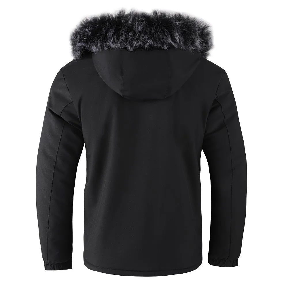 Men's Fall And Winter Casual Fashion Trend With The Hooded Cotton Jacket Windproof Padded Cold Pure Color Simple Cotton Clothing