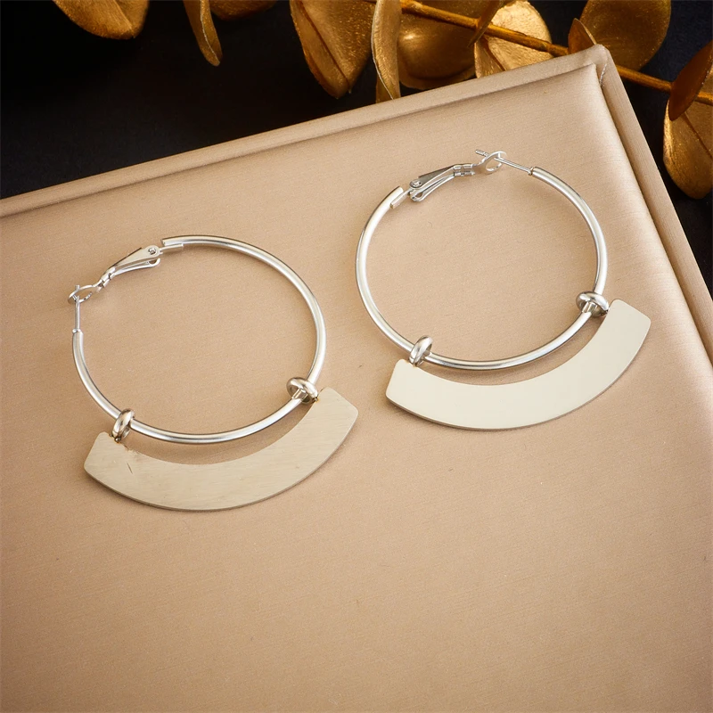 XIYANIKE 316L Stainless Steel Gold Color Twisted Hoop Earrings for Women Fashion Simple Ear Buckle Waterproof Jewelry Gifts