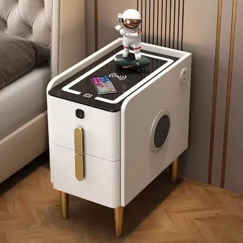 Factory Batch Customization Smart Bedside Table Wireless Charging Fingerprint Lock Hotel B & B Engineering Cabinet