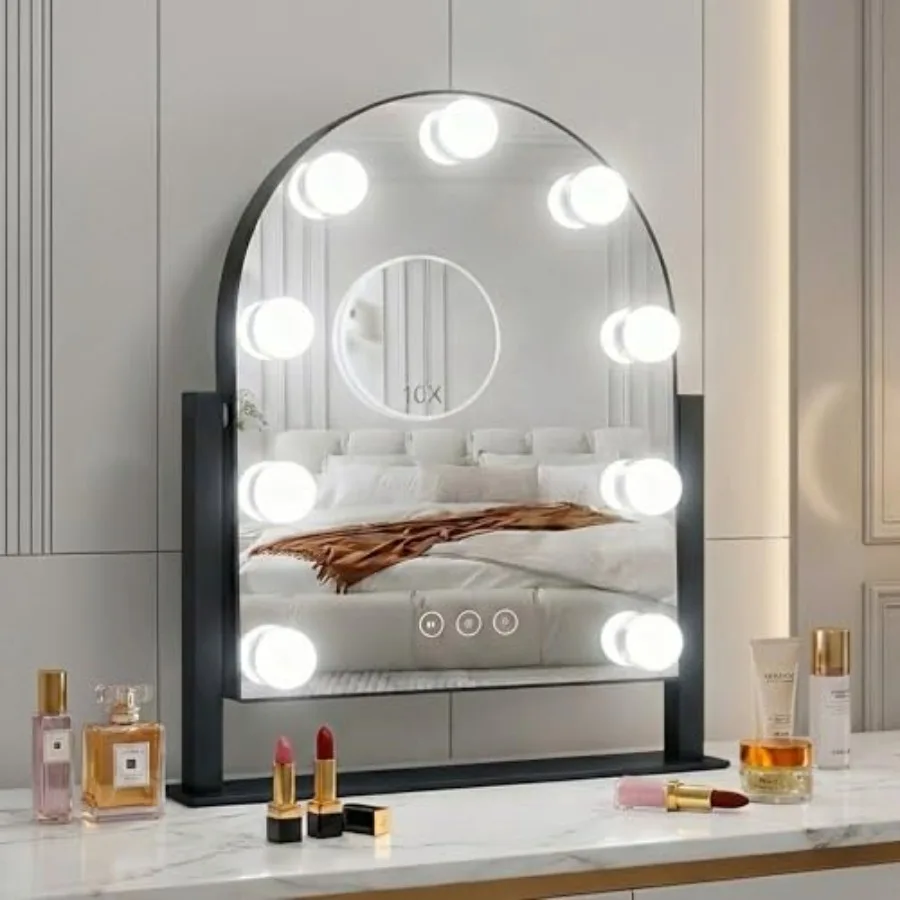 

Arched Makeup Vanity Mirror with LED Lights Makeup Mirror Detachable 10X Magnification, Hollywood Make Up Mirror with Lighting,