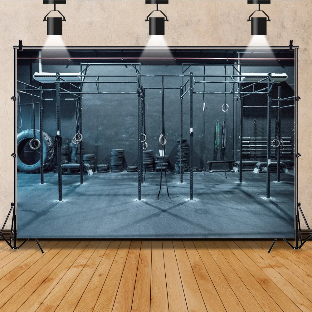 Laeacco Gym Fitness Equipment Light Exercise Interior Sport Photography Backdrops Photographic Backgrounds For Photo Studio Prop