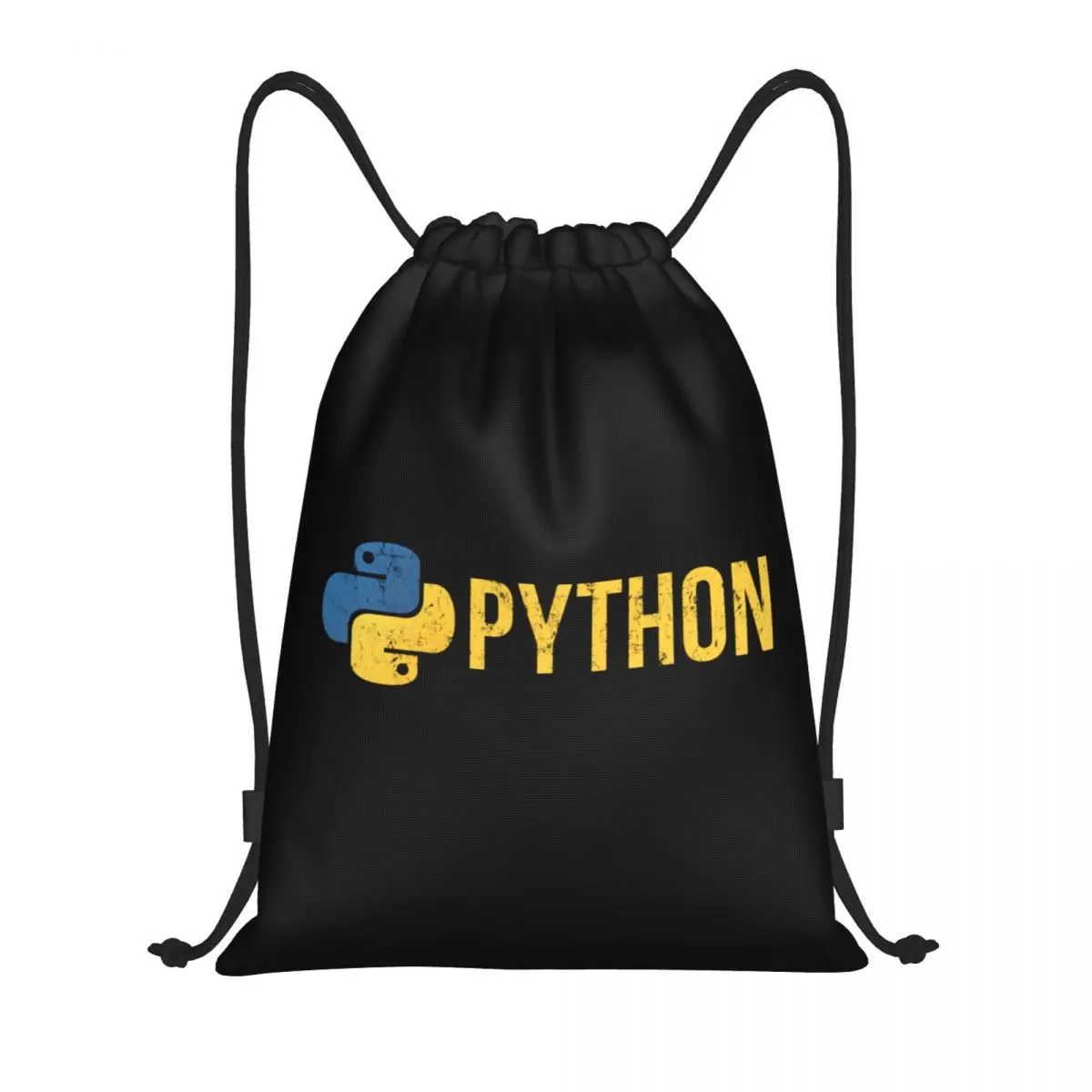 

Python Programmer Retro Style Drawstring Backpack Sports Gym Bag Distressed Programming Programmer Developer Shopping Sackpack