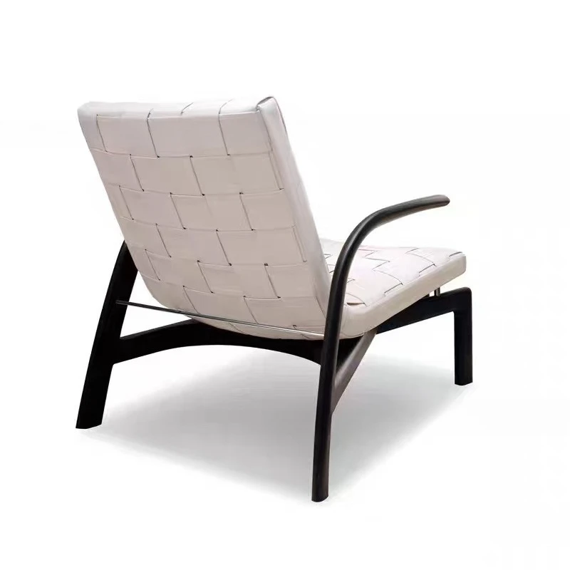 

Nordic solid wood single sofa chair rope-woven saddle chair B & B leisure retro lazy chair sofa