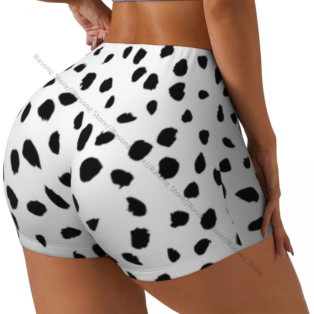 Push Up Short Elasticity Scrunch Butt Dalmatian Dog Print Running Shorts Sports Shorts Womens Clothes Gym