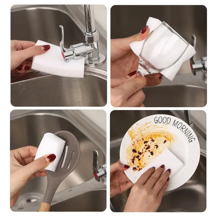 10PCs Melamine Sponge Compressed Magic Shoes Kitchen Office Bathroom Multi-function Cleaning Tools Double Compression Sponge gallery 1