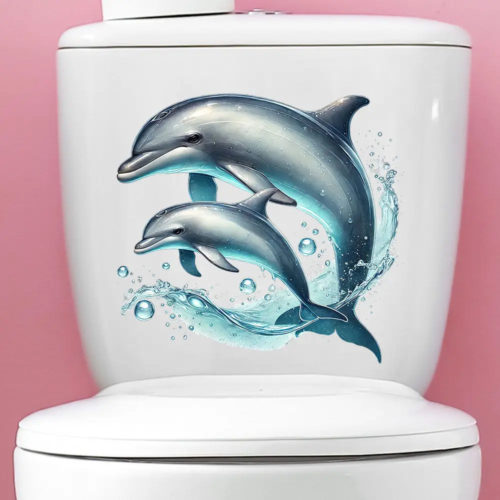 Dolphin Coral Wall Sticker Bathroom Toilet Decor Living Room Cabinet Refrigerator Home Decoration